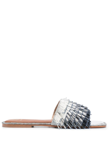  De Siena Shoes 15mm Beaded Slip-on Sandals - Silver 