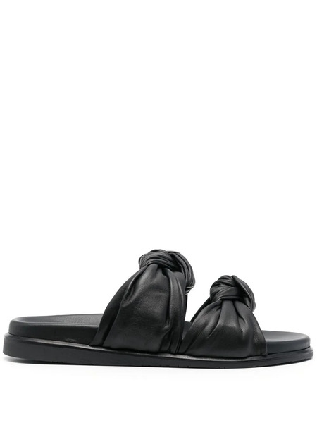  Dear Frances Calf Leather Flip Flops - Black 