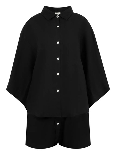  Deiji Studios Button-front Wide-sleeve Shirt And Shorts Set - Black 