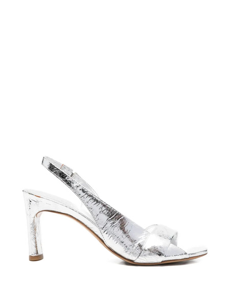  Del Carlo Metallic Slingback Sandals - Silver 