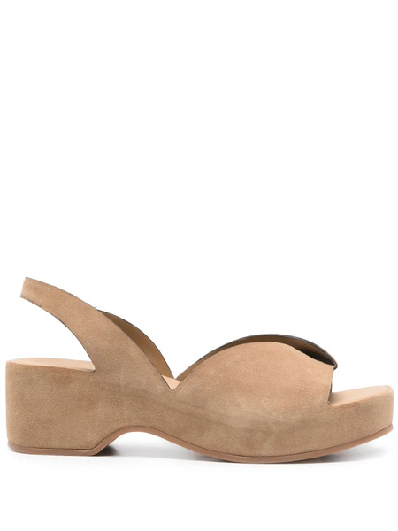  Del Carlo 50mm Suede Slingback Sandals - Brown 