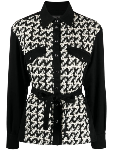  Del Core Bouclé Tied-waist Shirt - Black 