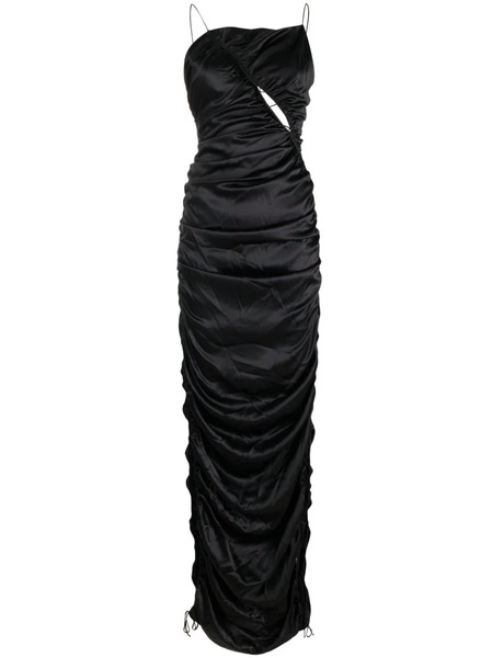  Del Core Draped Silk Maxi Dress - Black 