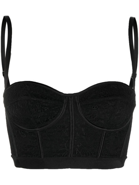  Del Core Lace-detailing Bustier Crop Top - Black 