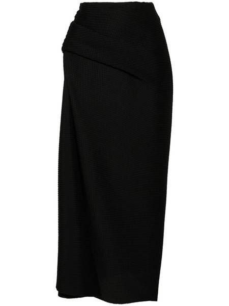  Del Core Popcorn-texture Pencil Midi Skirt - Black 