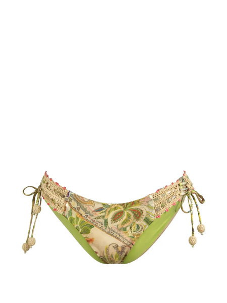  Del Maar Aru Paisley-crochet Bikini Bottoms - Neutrals 