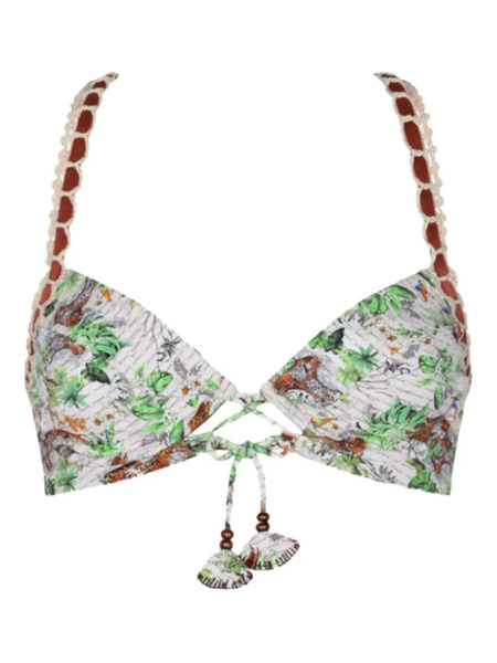  Del Maar Kuchi Graphic-print Bikini Top - White 
