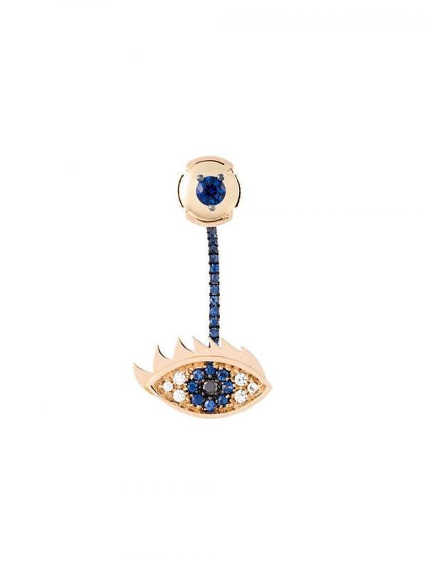 Delfina Delettrez 'eyes On Me Piercing' Diamond And Sapphire Earring - Metallic 