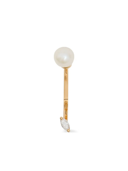  Delfina Delettrez 18k Yellow Gold Pearl And Diamond Earring 
