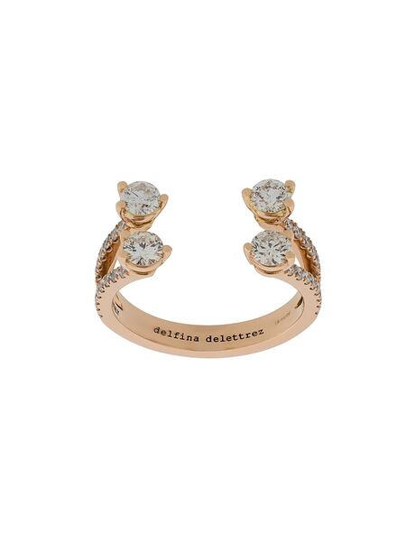  Delfina Delettrez 18kt Rose Gold Dots Diamond Pave Ring 