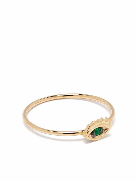  Delfina Delettrez 18kt Yellow Gold Micro-eye Emerald Ring 