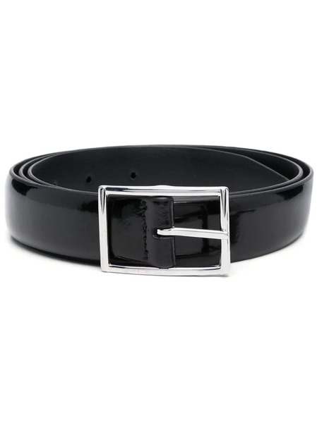  Dell'oglio Rectangle-buckle Patent-leather Belt - Black 