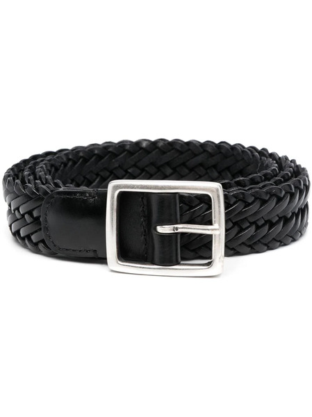  Dell'oglio Woven Leather Belt - Black 