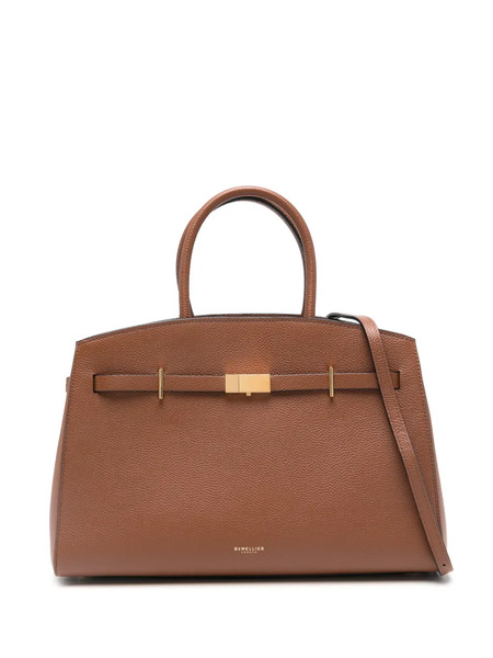 Demellier Top Handle Leather Clutch Bag - Brown 