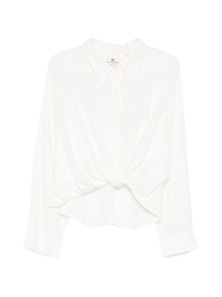  Denimist Knot-front Long-sleeve Shirt - White 