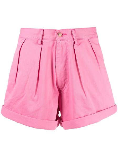  Denimist Pleated Cotton Mini Shorts - Pink 