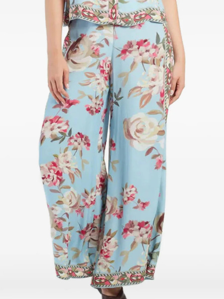  Derhy Wide-leg Floral-print Trousers - Blue 