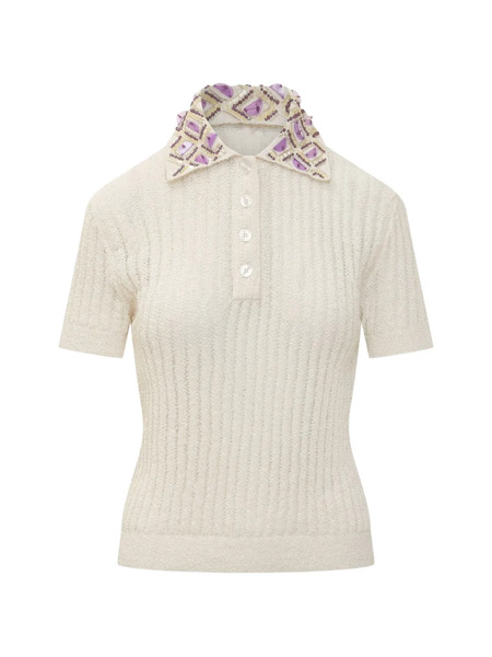  Des Phemmes Embroidered Polo - Neutrals 