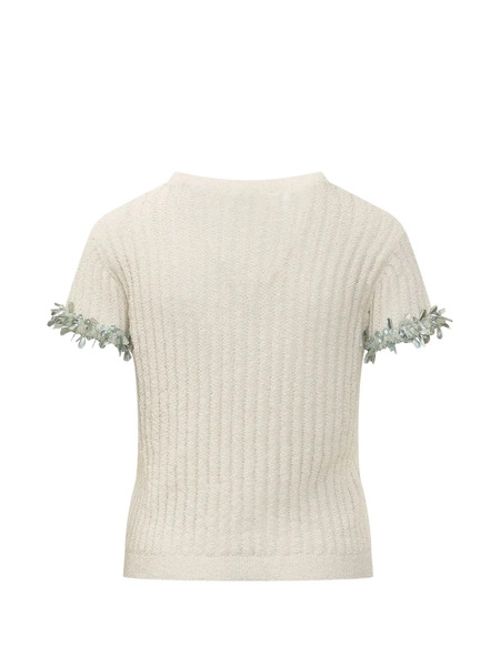  Des Phemmes Embroidered Ribbed Top - Neutrals 