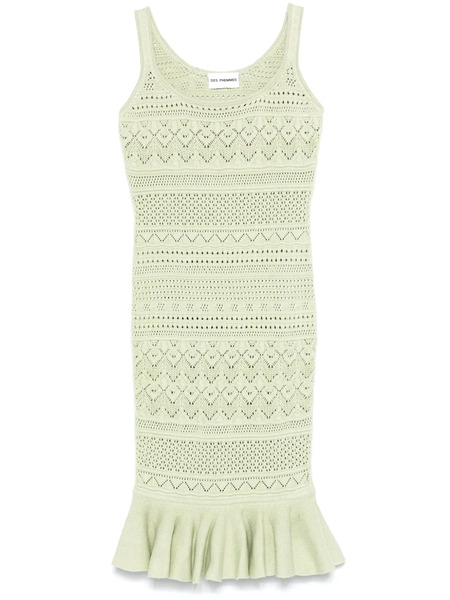  Des Phemmes Openwork Knitted Midi Dress - Green 