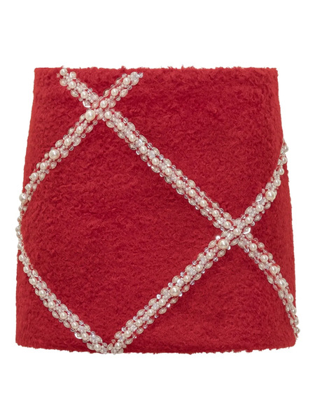  Des Phemmes Pearl-embellished Mini Skirt - Red 