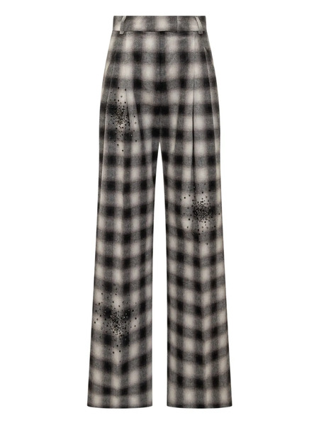  Des Phemmes Plaid Embellished Trousers - Black 