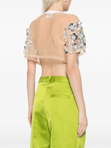  Des Phemmes Sequin-crystal-embellished Top - Neutrals 