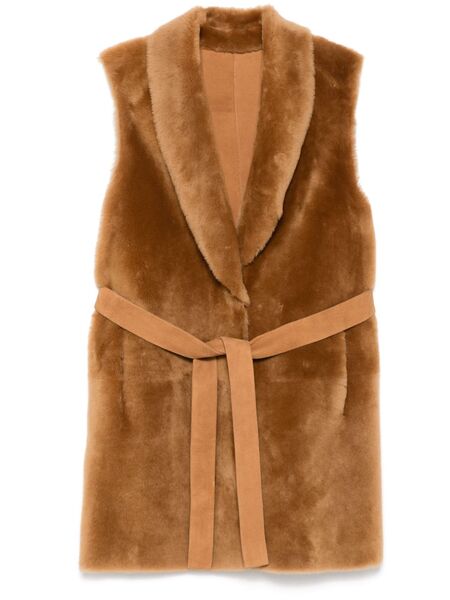  Desa 1972 Shearling Sleeveless Coat - Brown 