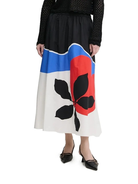  Desigual Abstract-print Elasticated-waist Midi Skirt - White 