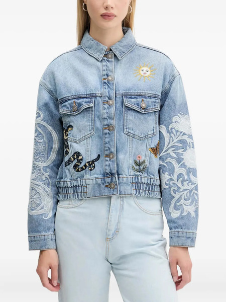  Desigual Embroidered Denim Jacket - Blue 