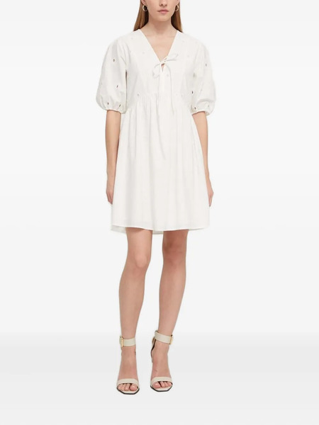  Desigual Eyelet Puff-sleeve Mini Dress - White 