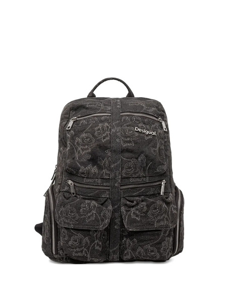  Desigual Floral-pattern Zip-pocket Backpack - Black 