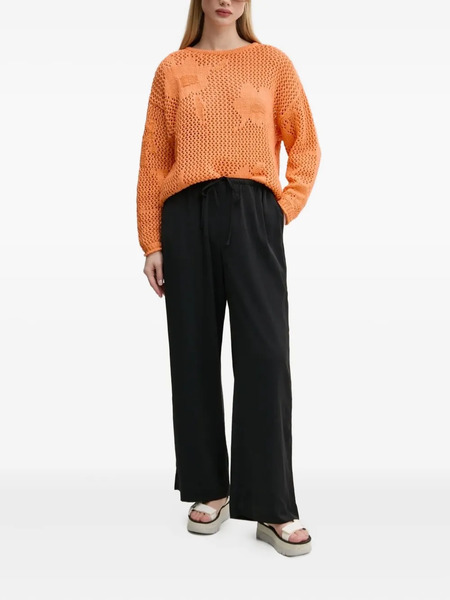  Desigual Flower-pattern Open-knit Sweater - Orange 