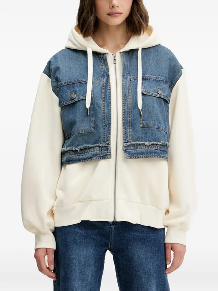  Desigual Hooded Pocket Denim Sweatshirt - Neutrals 