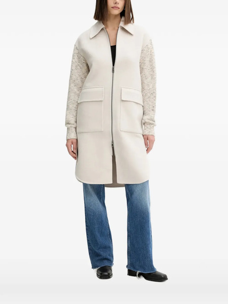  Desigual Knit Sleeve Pocket Coat - Neutrals 