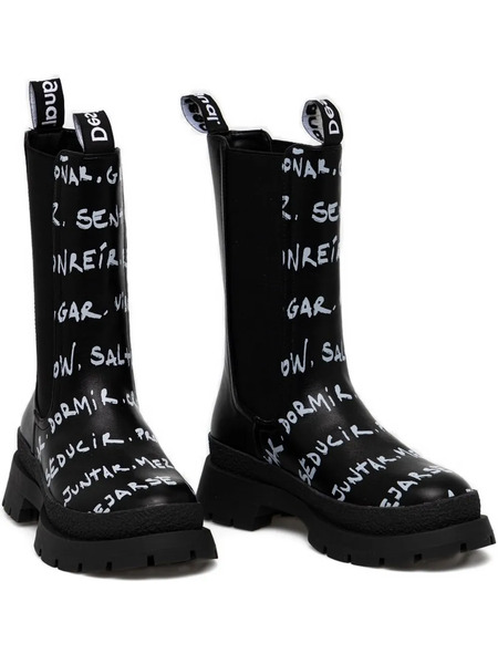  Desigual Lettering-print Chelsea Boots - Black 