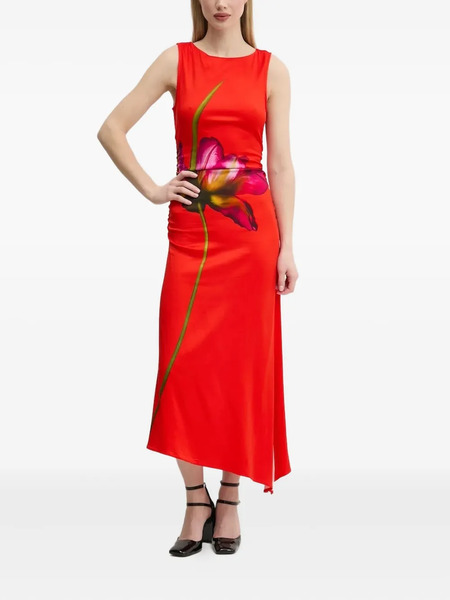  Desigual Orchid-print Asymmetrical Dress - Red 