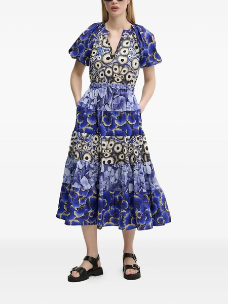  Desigual Puff-sleeve Tiered Dress - Blue 
