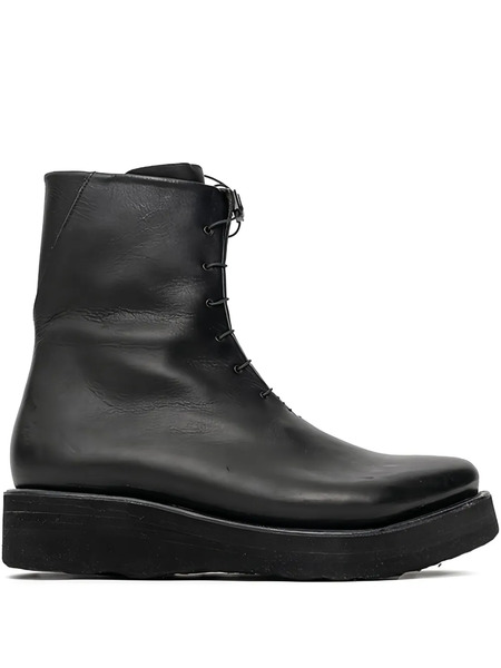  Devoa Lace-up Side-zip Biker Boots - Black 