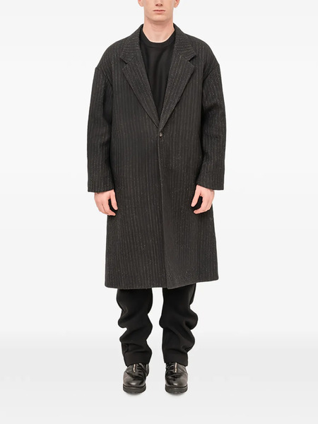  Devoa Striped Wool Single-breasted Coat - Black 