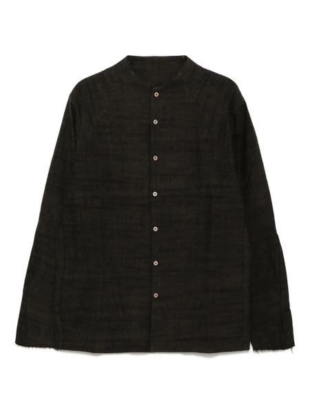  Devoa Textured Cotton Shirt - Brown 