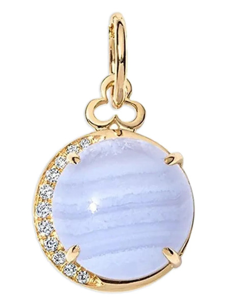  Devon Woodhill 18k Yellow Gold Moon Agate Charm 
