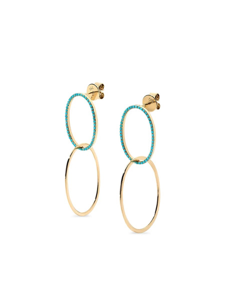  Devon Woodhill Yellow Gold Turquoise Double Circle Earrings 