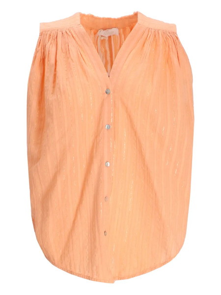  Devotion Iris Metallic-striped Sleeveless Blouse - Orange 