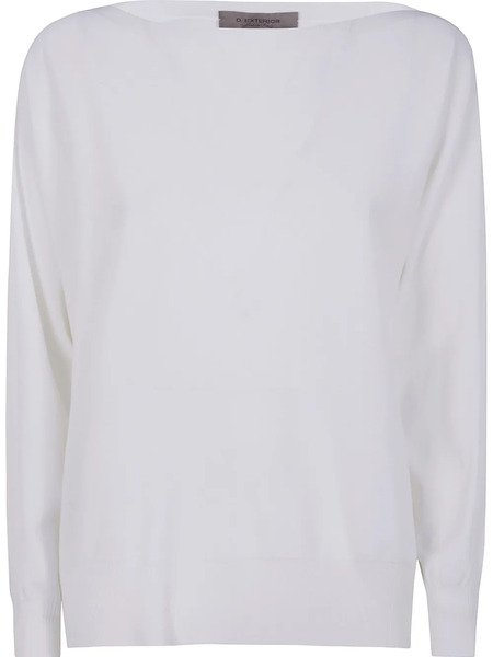  D.exterior Boat-neck Sweater - White 