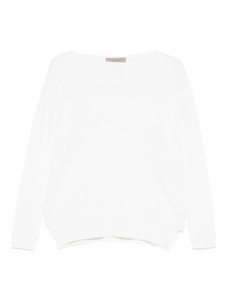 D.exterior Boat-neck Sweater - White 
