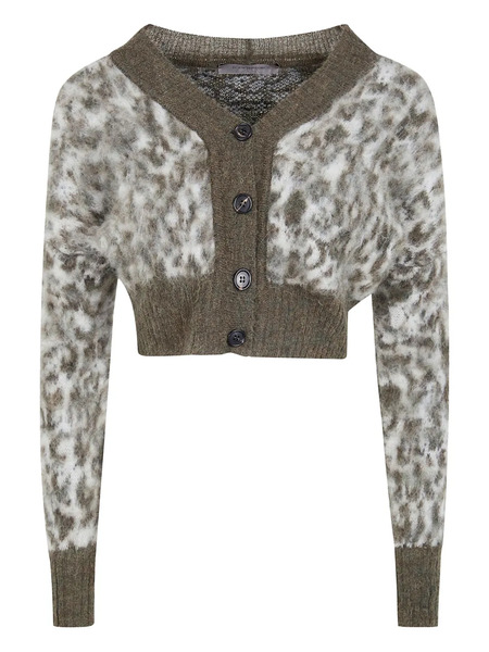  D.exterior Button Animal-pattern Cardigan - White 