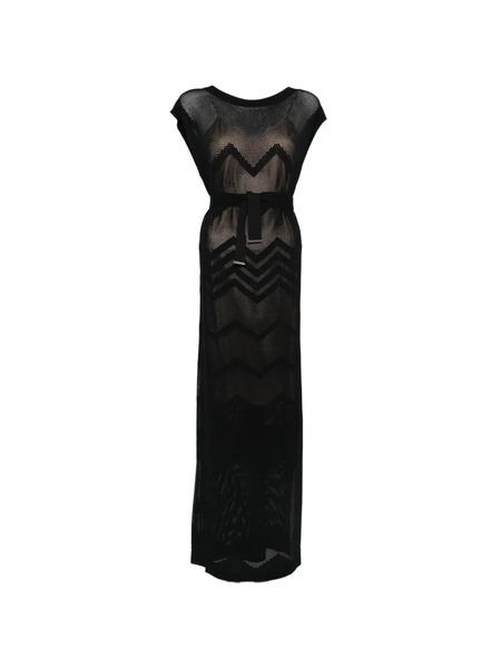  D.exterior Chevron Belted Dress - Black 