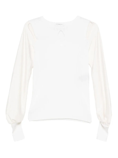  D.exterior Cut-out Long-sleeve Shirt - White 