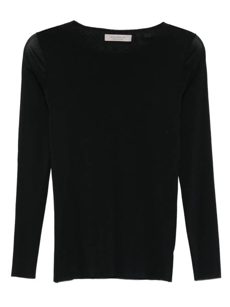  D.exterior Mesh-insert Long-sleeve Top - Black 